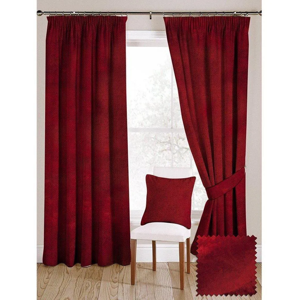 Wine Red Crushed Velvet Curtains