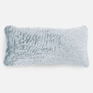XL Rectangular Support Cushion Cover 40 x 70cm - Fluffy Faux Fur Rabbit Dusty Blue
